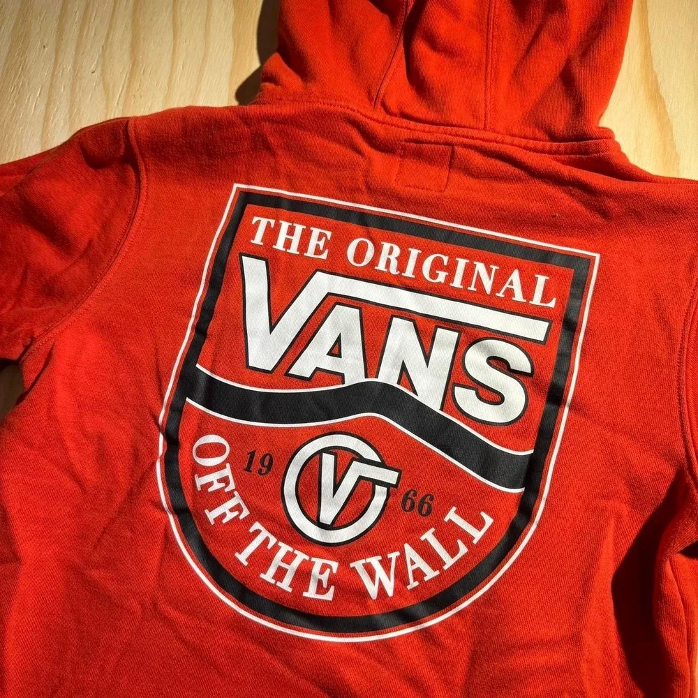 Vans Mens Off The Wall Shield Logo Pullover Hoodie Red Orange Medium